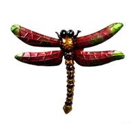 Scultura in metallo a forma di libellula da appendere alla parete, per giardino, patio e interni, opera d'arte in ferro per abbellire pareti e spazi abitativi (rosso)