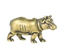 Scultura in ottone a forma di ippopotamo su base in ossidiana, un tocco di eleganza classica