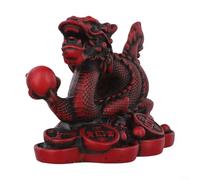 Scultura in resina a forma di drago Feng Shui con simbolo cinese di buon auspicio, per l'energia positiva, decorazione per casa e ufficio (mogano S)
