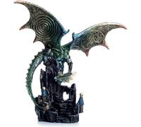 Scultura in Resina di Drago della Leggenda Oscura - Protettore del Portale, Dipinto a Mano