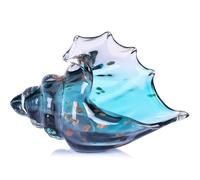 Scultura in vetro di mare in vetro soffiato a bocca, decorazione in vetro verde, statua creativa di conchiglia - per camere costiere, decorazioni da cucina sopra armadi