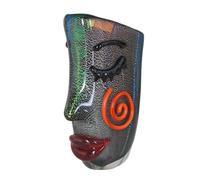 Scultura in vetro Villa Picasso - Vaso viso soffiato a bocca in vetro a parete spessa in stile Murano, 21 × 13 × 6,5 cm, apertura 5 × 11 cm, pezzo unico decorativo