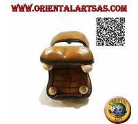 Scultura ippopotamo dipinta a mano, in legno di teak piccolo ed grande