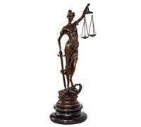 Scultura Justitia bronzo su marmo stile antico statua figura decorativa - 24cm