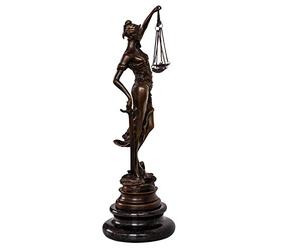 Scultura Justitia Bronzo su Marmo Stile Antico Statua Figura Decorativa - 24cm