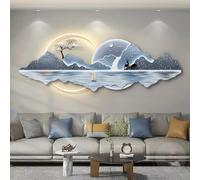 Scultura moderna 3D da parete in metallo con luce LED, decorazione orientale fatta a mano, design tradizionale cinese di pino accogliente per la decorazione domestica