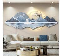 Scultura moderna 3D da parete in metallo con luce LED, decorazione orientale fatta a mano, design tradizionale cinese di pino accogliente per la decorazione domestica