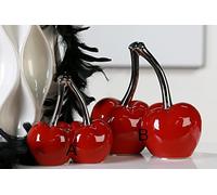 Scultura Moderna CILIEGIA DOPPIA in ceramica rosso/argento altezza 16 cm