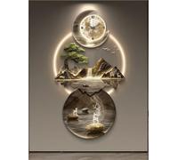 Scultura moderna da parete 3D con luce a LED, orologio con collegamento cablato, decorazione per la casa, incisione UV, da appendere alla parete per camera da letto, soggiorno, appartamento C 19,7 x 3