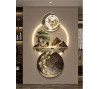 Scultura moderna da parete 3D con luce a LED, orologio con collegamento cablato, decorazione per la casa, da appendere alla parete con incisione UV, per camera da letto, soggiorno, appartamento, dimen