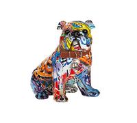 Scultura moderna, statuetta decorativa a forma di cane POP Art in pietra artificiale, multicolore, 22 x 23 cm