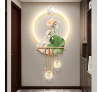 Scultura Murale Con Luce A LED, Decorazione Murale Artistica 3D Con Parti Sospese In Lega Di Alluminio, Foglio Acrilico, Murale Sospeso A Nove Pesci Per Soggiorno(D,50 * 100cm)