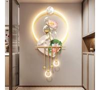Scultura Murale Con Luce A LED, Decorazione Murale Artistica 3D Con Parti Sospese In Lega Di Alluminio, Foglio Acrilico, Murale Sospeso A Nove Pesci Per Soggiorno(C,60 * 120cm)