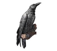 Scultura Murale Raven - Statuetta Di Uccello In Resina, Decorazione Del Corvo Gotico Facile Da Gestire | Parete Di Statue Nere Piume Appese Per Il Soggiorno D'ingresso, Ornamento Accento Interno