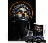Scultura nera con occhi dorati gocciolanti e aureola Puzzle da 1000 pezzi per adolescenti Potere mentale Attività rilassante Bordi uniformi (50x75cm)