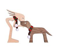 Scultura per cani e uomini, decorazioni per famiglie in legno per animali da uomo e da uomo (sciarpa per cani e donne)