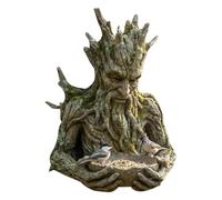 Scultura per l'alimentazione degli uccelli con foro per albero antico mangiatoia per uccelli multiuso in resina per patio, cortile, giardino, cortile, balcone
