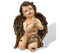 Scultura putto angelo preghiera figura in pietra artificiale 26cm stile antico