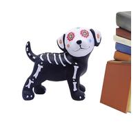 Scultura Scheletro Gatto Cane - Statuetta Giorno Dei Morti, Soprammobile Spaventoso Per Camera Libreria Davanzale Comodino Tavolo | Figura Animale