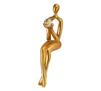 Scultura seduta astratta dorata, statuetta di pensatore d'oro | Grande statua di pensiero, personaggi da collezione - Arte pensiero moderna, decorazione estetica figura, sculture astratte, grandi