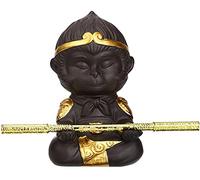 Scultura Statua in argilla viola Kung Fu Tea Pet Monkey King for la decorazione del vassoio del tè Vassoio del tè Sun Wukong Statue Sculture Figurina - Con bastoncino d'oro 2(With Gold Stick 1)