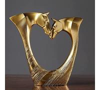 Scultura Statua ornamentale artistica con testa di cavallo doppia, realizzata a mano, busto di cavallo a forma di cuore, scultura in resina da collezione, for l'arredamento del soggiorno, for la scriv