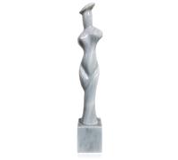 Scultura Stilizzata Figura di Donna in Marmo Bianco Lucido Sculpture h.40 cm