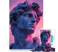 Scultura Vaporwave con luci al neon,puzzle da 1000 pezzi,gioco per lo sviluppo delle capacità cognitive,superficie liscia e priva di sbavature,attività rilassante di gruppo al chiuso (38x26cm)