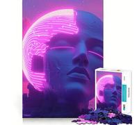 Scultura Vaporwave con testa al neon, puzzle da 1000 pezzi per adolescenti, gioco per allenare la mente, facile da assemblare, regalo elegante (50x75cm)