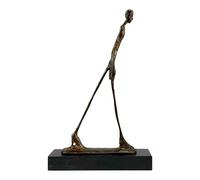 Scultura Walking Man - Statua in vero bronzo ispirata a Giacometti su base in marmo, realizzata a mano in Grecia, statuetta da collezione d'arte moderna, 31 cm