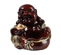 Scultura YTDFXZCSW Creative Desk Storage Box Laughing Buddha Sculpture for Lucky Happiness Feng Shui Decor Key Container Home Table Decoration Housewarming Congratulatory Gifts,A: Silver-D: Dark Wood(