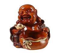 Scultura YTDFXZCSW Creative Desk Storage Box Laughing Buddha Sculpture for Lucky Happiness Feng Shui Decor Key Container Home Table Decoration Housewarming Congratulatory Gifts,A: Silver-D: Dark Wood(