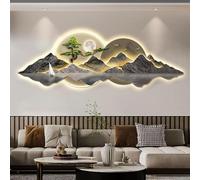 Sculture da parete 3D, arte della parete della luce del LED, moderna pittura cinese di pino per la decorazione domestica, decorazione tradizionale da appendere