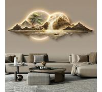 Sculture da parete 3D con luce LED, decorazione per soggiorno con telecomando, paesaggio creativo senza cornice, quadri decorativi da appendere alla parete per la casa(B,120 * 40CM)