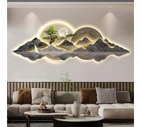 Sculture da parete 3D Pittura appesa Arte della parete Pittura con luce a led, Lampada da parete con decorazioni artistiche, moderna Accogliente pittura da appendere alla parete in pino,40*120CM,E
