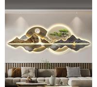 Sculture da Parete Pittura 3D Decorazione di Arte della Parete,Nuovo Stile Cinese Soggiorno Ha Condotto La Luce Pittura Decorativa Lampada da Parete Pittura,Moderno Ristorante Pittura di Paesaggio