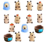Sculture di 14 simpatici personaggi Capybara, decorazione per torte, cupcake, statuette da giardino, accessori da giardino, micro paesaggio, decorazione da giardino, ornamenti per feste di compleanno