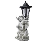 Sculture di angeli per esterni, sculture in resina per esterni, statue da giardino a forma di angelo, decorazione artistica con sensore, ornamento da con luce per balcone e compleanno
