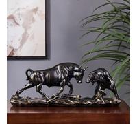 Sculture di bovini Statua di orso e toro Feng Shui per l'ufficio da tavolo