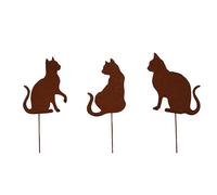 Sculture Gatto Arrugginito per Spazi Esterni Set di 3 o 4 Decorazioni Giardino