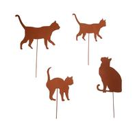 Sculture Gatto Arrugginito per Spazi Esterni Set di 3 o 4 Decorazioni Giardino