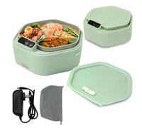 Scumlovy Contenitore per il pranzo elettrico senza fili, alimentato a batteria, riscaldato per alimenti, 1 l, tempo di riscaldamento regolabile, viene fornito con tre scomparti utilizzati per camion