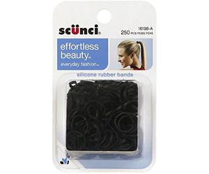 Scunci 1619803A048 Black Silicone Hair Rubber Bands 250 Count by Scunci