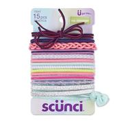 Scunci Fasce elastiche per capelli senza danni, in texture assortite, stili e colori vivaci e neutri, 15 pezzi