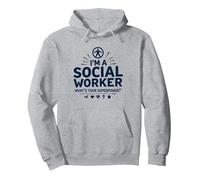 Scuola Assistente Sociale Superpotenza Inspirational Citazione Felpa con Cappuccio, Unisex per Adulti, Grigio Melange, L