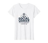 Scuola Assistente Sociale Superpotenza Inspirational Citazione Maglietta, Donna, Bianco, L