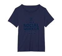Scuola Assistente Sociale Superpotenza Inspirational Citazione Maglietta, Donna Plus-Size, Navy, 4X