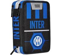 Scuola Astuccio Seven Inter 3 piani completo + omaggio doppio set 12 pastelli e 12 pennarelli + portachiave calcio