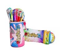 Scuola Astuccio Tombolino Verticale Me contro Te con 12 penne glitterate Incluse Blu Verde con Squishy - Chiusura a zip + Omaggio penna colorata