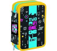 Scuola Astuccio Two Players One Console 3 Piani zip completo + omaggio portachiave Fischietto + omaggio portachiave fischietto e penna colorata
